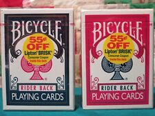 Rare lot 2 Bicycle Poker 808 Rider Back Playing Cards Sealed Lipton Brisk USA picture