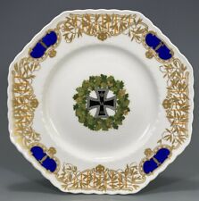 RARE KPM Berlin Hand Painted WWI Iron Cross Wreath Gilt Leaves Blue Border Plate picture