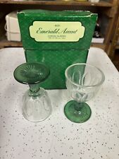 2 Vintage AVON 1982 Emerald Accent Cordial Glass Stemware Retro Classic FS NIB picture