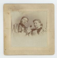 Antique Circa 1890s Square 3.75x3.75 in Cabinet Card Two Lovely Young Women picture