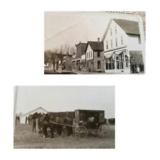 2 RPPC Postcards East Side Mains St Near Wellman Iowa 1910's Horses Postcards  picture