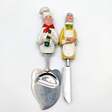 Vintage Cheese Knife Set Chef and Baker Unique Rare Slicer Knife 50s Charcuterie picture