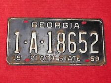 1959 Georgia Peach State License Plate ATL. Fulton Co.  1-A-18652  Restorable picture
