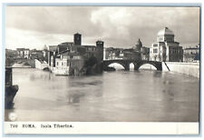 c1940's Bridge River View Tiber Island Rome Italy RPPC Photo Postcard picture