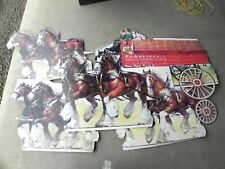 VINTAGE 1985 BUDWEISER CLYDESDALES & WAGON WALL ADVERTISEMENT DISPLAY CARDBOARD picture