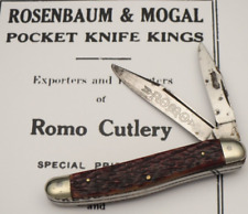 Vintage ROMO GERMANY Serpentine Jack Knife Bovine Bone Handles Carbon Steel picture