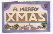 1913 A MERRY XMAS CHRISTMAS CHURCH HOME TOWN VINTAGE POSTCARD EMBOSSED OLD  picture