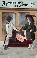 Two Girls Train Railroad Station Depot Just Marriage Sign Friend Vtg Postcard A5 picture