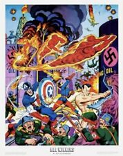 New 1984 Captain America 23x29 All Winners WWII Alex Schomburg Marvel Poster picture