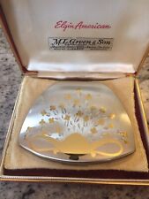 Vintage Elgin American Clamshell Compact Sterling Silver and Gold Plate picture