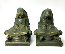 Antique 1900's Rare Pair of Fulper Sleepy Reader Bookends picture