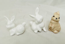 3 Vtg Porcelain Easter Bunny Figurines for Display or Village  picture