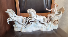 Vintage made in romania Arpo porcelain lady charriot horses figurine picture