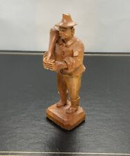 Vintage Folk Art Wood Carving 5” Tall Hand Carved picture