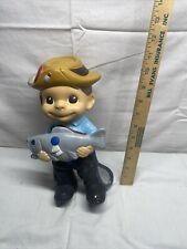 Vintage Ceramic Hand Painted Figurine Fisherman 1st Place Used 11’’ Tall picture