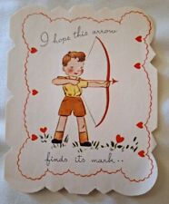 Vintage Americard  Valentine  Boy With Bow & Arrow 