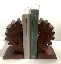 RUSTIC Wheel Pinion Gear Heavy Weight Solid X Resin Bookends 6 LB picture
