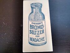 Emerson's Bromo Seltzer for Headache Ad Trade Card Blue Medicine Bottle picture