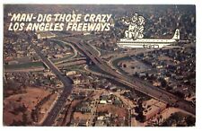 Dig Those Crazy Los Angeles Freeways - CA Aerial View LA Traffic - Funny c1960 picture