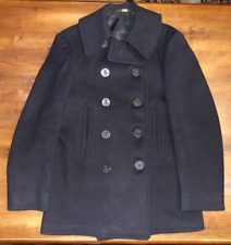 Vintage WW2 US Navy Naval Clothing Factory Pea Coat 10 Button Black Wool picture
