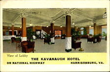Kavanaugh Hotel lobby ~ on National Highway ~ Harrisonburg Virginia VA 1920s picture