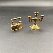 (2) Vintage miniature dollhouse sized brass ware picture