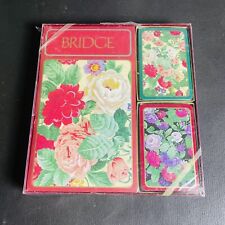 VTG Caspari Bridge Gift Set Double Deck Cards 2  Score Pads Elizabethan Garden picture