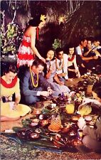 Vintage Hawaiian Luau Native Dress Costumes Leis 1950's 60's Hawaii Postcard 5W picture