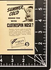 Luden's Cough Drops Summer Cold Clothespin Nose Vintage Print Ad 1942 picture