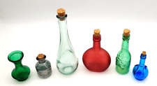 Lot of 5 Vintage Art Glass Bottles Taiwan Spain USA Corks 2.5