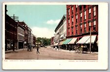 Postcard Merchants Row Rutland Vermont VT Horse And Buggy Street View  picture