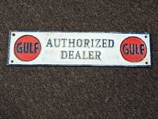 GULF Authorized Dealer Porcelain Sign 15.5” x 4” Very Cool picture