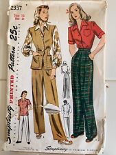 Vintage 1940s-50s Simplicity 2337 Size 16, Bust 34 Slacks and Jerkin picture