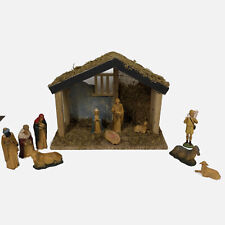 Vintage Nativity Set 11 Pieces + Stable Manger Christmas Holiday * picture