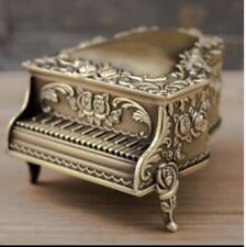 GOLD COLOUR TIN ALLOY PIANO  WIND UP MUSIC BOX : CANON IN D picture