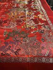 Vintage Oriental ASIAN CHINESE Tablecloth Tapestry  Satin Brocade Story Telling picture