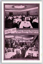 Postcard Ding Ho Chinese American Restaurant New York Interior Dining purple picture