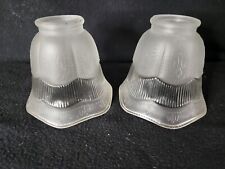 Pair Vintage Art Deco Frosted Glass Pendant Lamp Light Shades w/ 2-1/4
