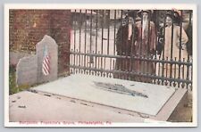 Postcard Benjamin Franklin's Grave Philadelphia Pennsylvania picture