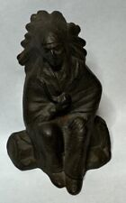 Antique Cast Iron Native American Indian Sitting Still Bank picture