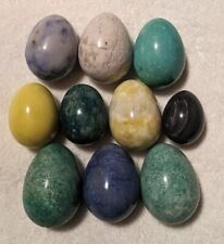 Lot of 10 Vintage Marble Alabaster Stone Eggs Blue Green Yellow 2