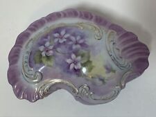 Trinket Vintage Purple Box Hand Painted Floral & Design Signed By B. Dyer RI picture