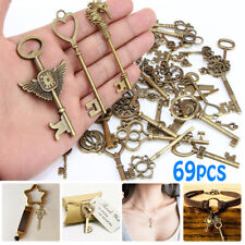 69pcs/set  Antique Vintage Old Look Bronze Skeleton Keys Fancy Heart Bow Pendan picture
