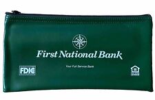 First National Bank Vinyl Deposit Bag 10.5” x 5.5” Green Vintage from NH picture