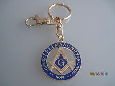 New Masonic Master Mason Cut out  Keychain Gold Blue picture