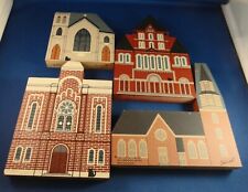 FOUR Vintage The Cat's Meow Collectible Wood Block VA Churches picture