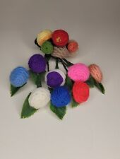 Vintage Eclectic Handmade Crocheted Rainbow Puff Balls Unique OOAK (14) Flowers  picture