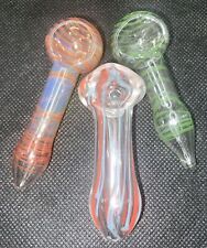 Lot Of 3 Small Hand Blown Glass Spoon Tobacco Hand Pipe  USA Made picture