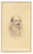 Antique CDV Circa 1860s Marble Handsome Man With Mustache in Suit Syracuse, NY picture
