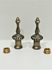 Pair Lamp Shade Finials-Ornate Antique Brass-Cast Metal-Dual Thread picture
